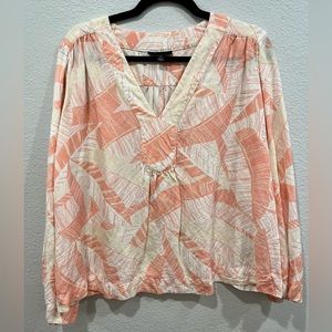 Alfani peach and white tropical blouse